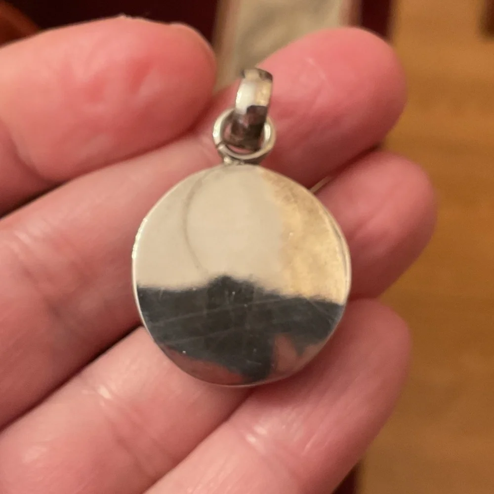 Sterling Silver 925 Gold stone Round Pendant